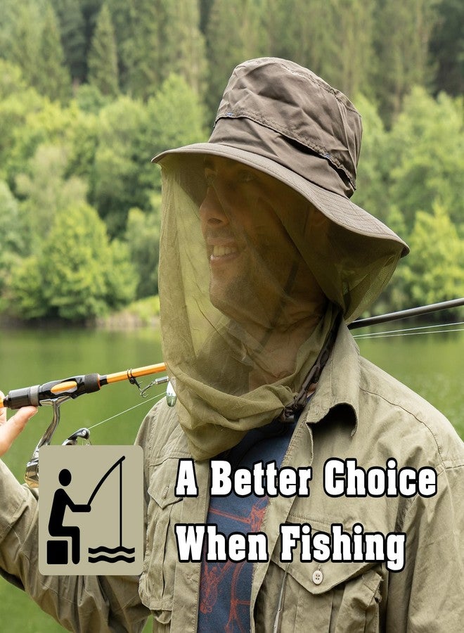 Comhats Net Fly Fishing Hat Summer Sun UV Exploring Men Nylon Bucket Hiking Boating Gardening Veil Hats Army Green - Image 3