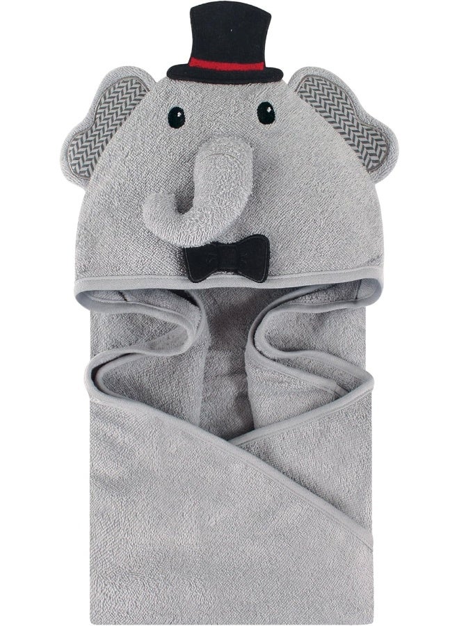 Little Treasure Unisex Baby Cotton Animal Face Hooded Towel, Mr Elephant, One Size - Image 2