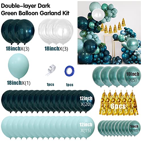 SKEFOLI Dark Teal Balloon Garland Arch Kit for Boys Men Green Jungle Wild One Safari Themed Party Decorations Supplies with Tassel Doublelayer Balloons for Birthday Bridal Baby Shower Dark Teal - Image 5
