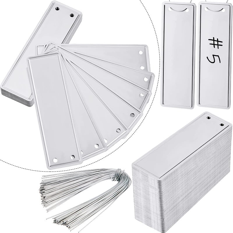 Ripeng 200 Pcs Aluminum Metal Plant Labels Writable Seedling Tree Tags with 6 Inch Wires Waterproof Double Sided Write for Plant Garden Marker Outdoor Identification and Greenhouse(200 Pieces) - Image 1