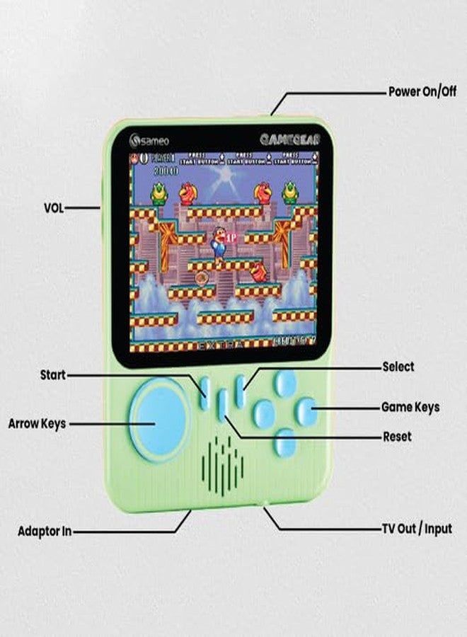 جهاز ألعاب فيديو محمول من ساميو جيم جير، لعبة ريترو صغيرة مع 666 لعبة كلاسيكية ريترو متوافقة مع التلفزيون للأطفال، قابلة لإعادة الشحن، 8 بت كلاسيكية (أخضر نعناعي) - Image 4
