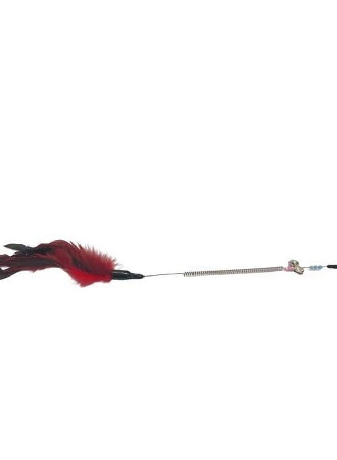 Generic 2 In 1 Cat Teaser Stick With Spring Feather, Cat Excitement Deluxe, Jute Mice And Wooden Wand | Engaging Kitten Toys For Interactive Fun (Combo Of 2)  - Image 2