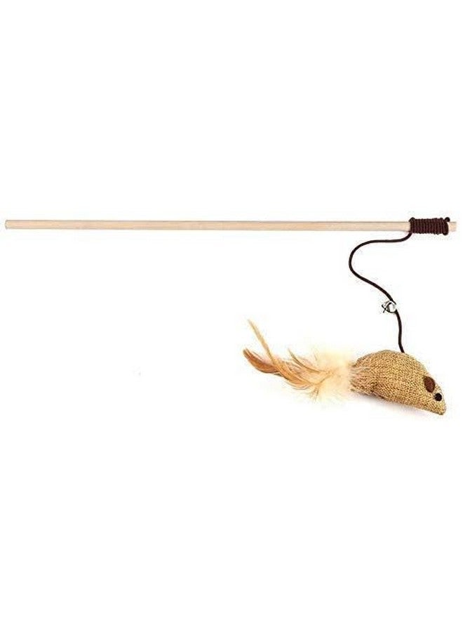 Generic 2 In 1 Cat Teaser Stick With Spring Feather, Cat Excitement Deluxe, Jute Mice And Wooden Wand | Engaging Kitten Toys For Interactive Fun (Combo Of 2)  - Image 3