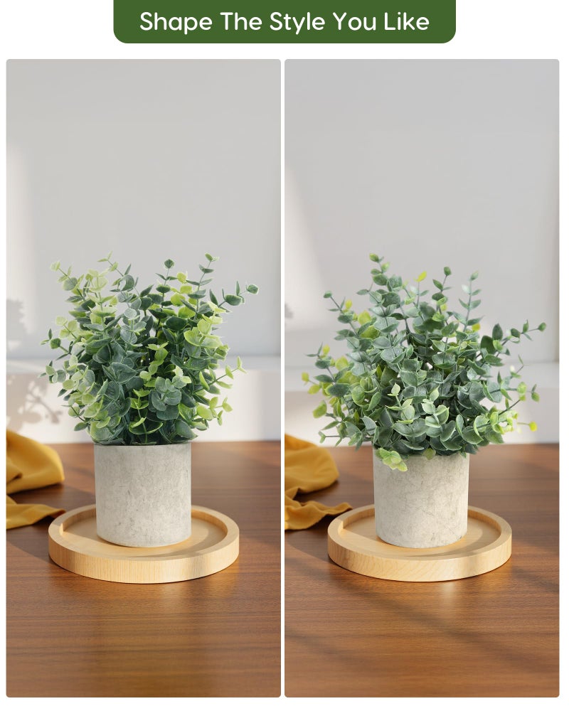 Velener 2 Pcs Small Fake Plants Eucalyptus, Artificial Plants Indoor for Shelf, Potted Eucalyptus Plants for Home/Bathroom/Pottery Barn/Desk/Farmhouse/Coffee Table Decor (Sage Green) - Image 3