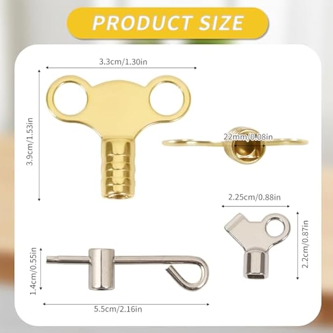 RADIATOR KEY BLEED UK, 4 PCS RADIATOR BLEEDING KEYS, SOLID BRASS RADIATORS KEY FOR LOCKSHIELD, PLUMBING TOOLS AND TOOLS, GAS BOX UPKEEP - Image 3