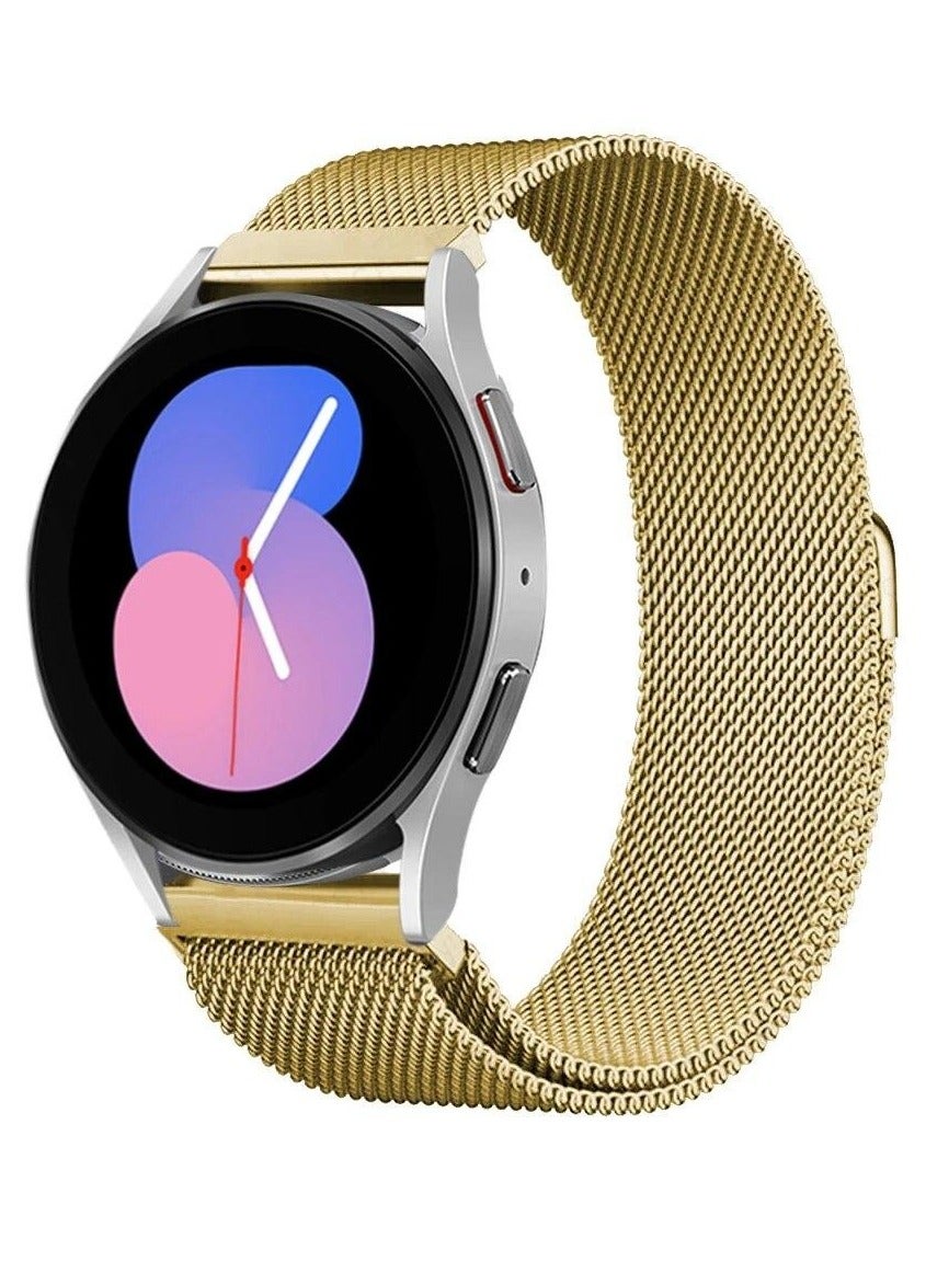 O Ozone Metal Band For Samsung Galaxy Watch 7 6 5 4 FE 40mm 44mm 45mm/Galaxy Watch 6 , 20mm Milanese Loop Stainless Steel Strap -Gold