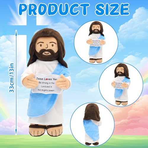 Yelakey Jesus Plush 13 Jesus Stuffed Plushie Doll with Positive Card for Christmas Religious Easter Church Sunday School Toy Gift for Kids A - Image 5