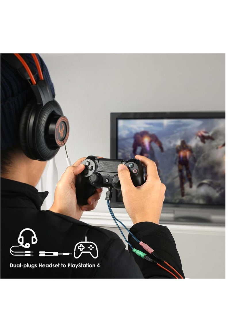 SQNCHN Headphone Mic Splitter, 3.5mm Headset Adapter (Microphone + Audio) 2 TRS Female to TRRS Male CTIA Stereo Jack Y Cable Compatible for Dual-Plug Gaming Headset to Xbox, PS4, Phone, Laptop, PC - Image 2