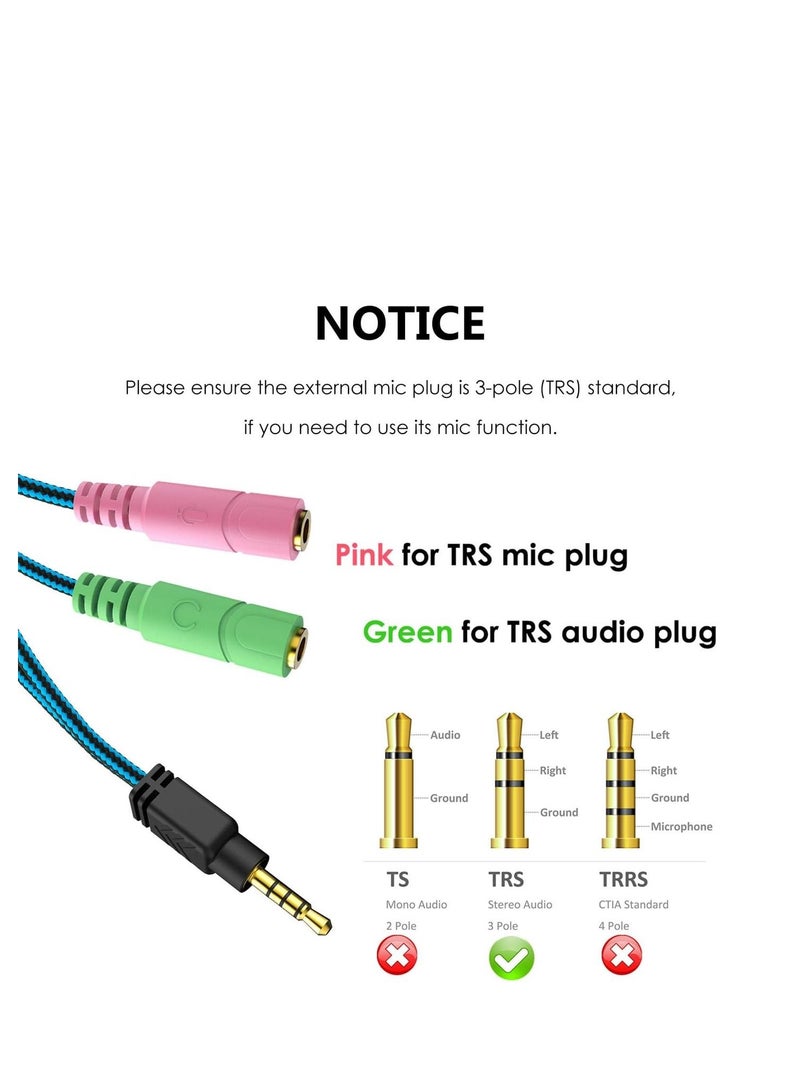 SQNCHN Headphone Mic Splitter, 3.5mm Headset Adapter (Microphone + Audio) 2 TRS Female to TRRS Male CTIA Stereo Jack Y Cable Compatible for Dual-Plug Gaming Headset to Xbox, PS4, Phone, Laptop, PC - Image 3