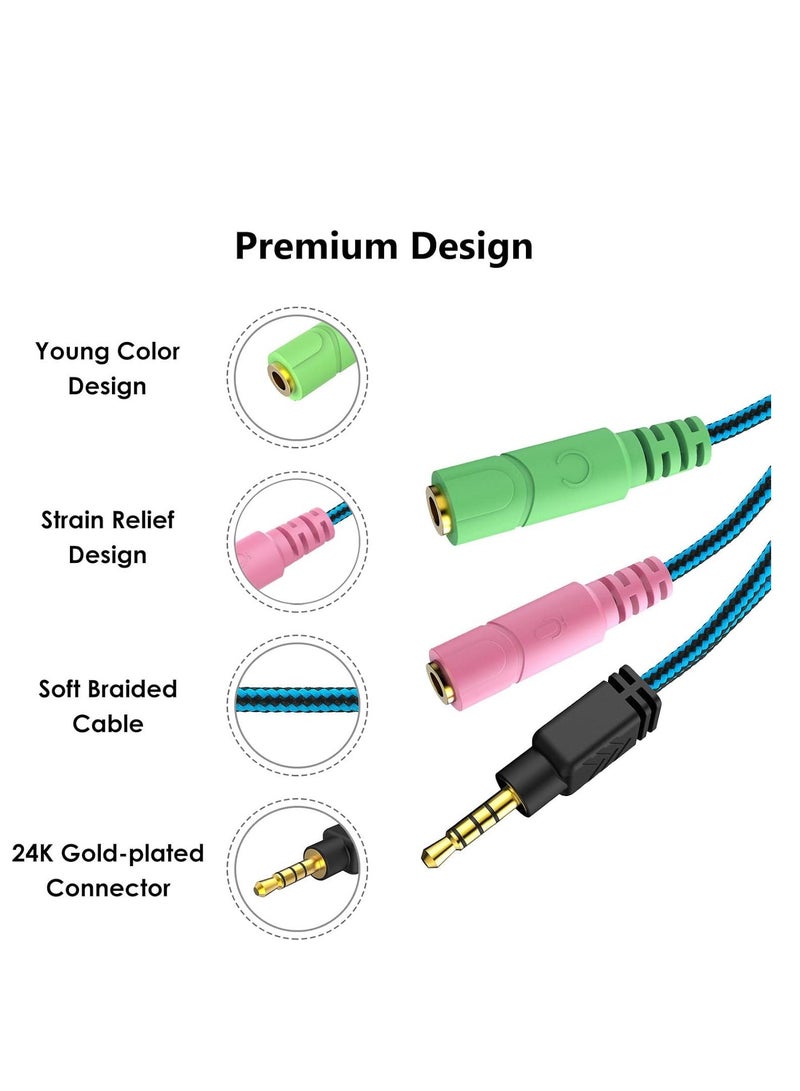 SQNCHN Headphone Mic Splitter, 3.5mm Headset Adapter (Microphone + Audio) 2 TRS Female to TRRS Male CTIA Stereo Jack Y Cable Compatible for Dual-Plug Gaming Headset to Xbox, PS4, Phone, Laptop, PC - Image 5