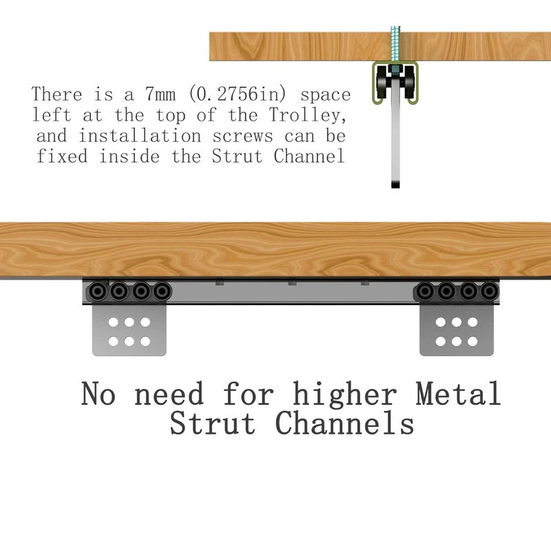 Fuperoo 8 Wheel Trolley Assembly Rollers.Eight Bearing Trolley Assembly.The top of The Trolley has Room for Set Screws, Allowing The use of a 1-5/8" high Strut Channelor Higher Metal Strut Channel. - Image 3