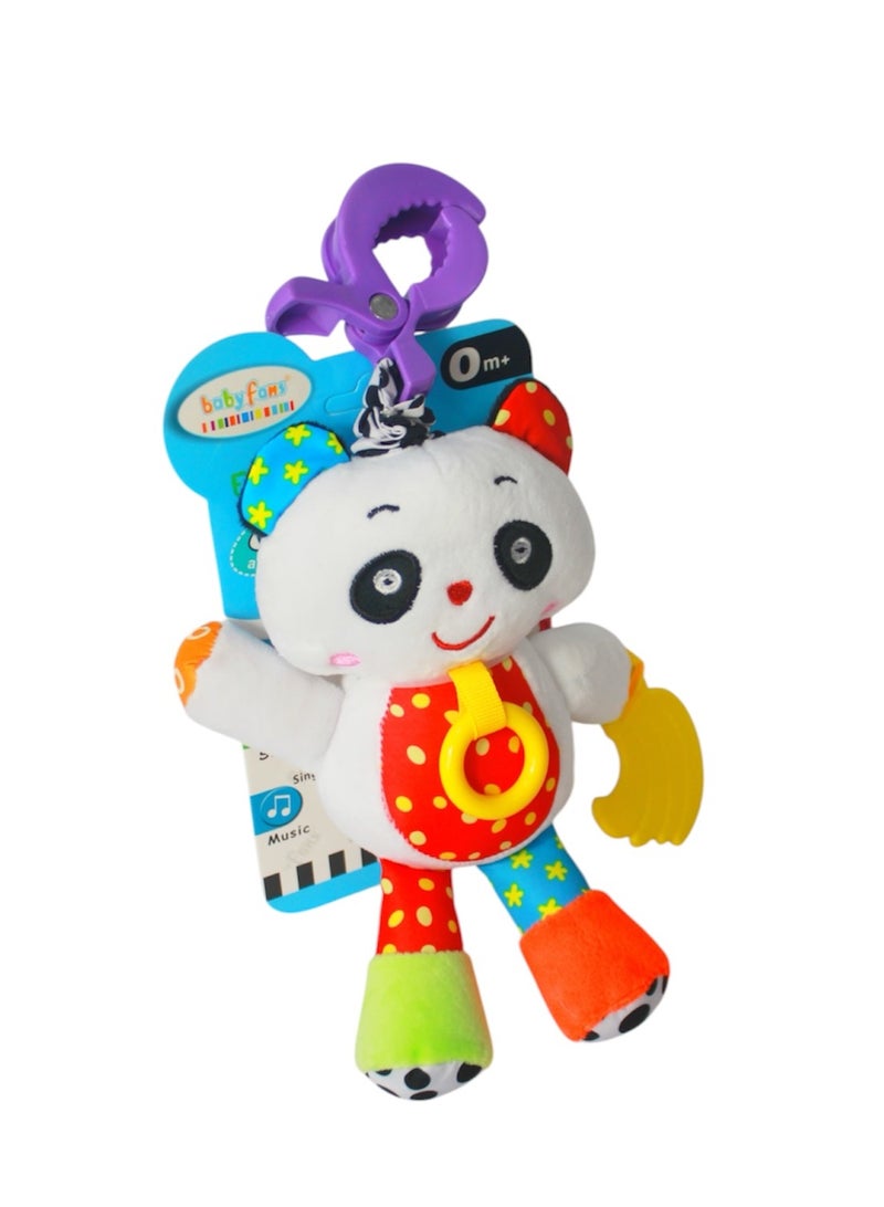 Esabela Colorful Voice Panda Teether Baby Toy, Musical Sensory Plush Toy for Newborns, Vibrating Infant Crib Toy, Soft Developmental Rattle, Soothing Stuffed Animal, Unisex Gift for Kids, Washable Toddler Toy, Interactive Plush, Early Learning Toy, 2–5 Years - Image 1
