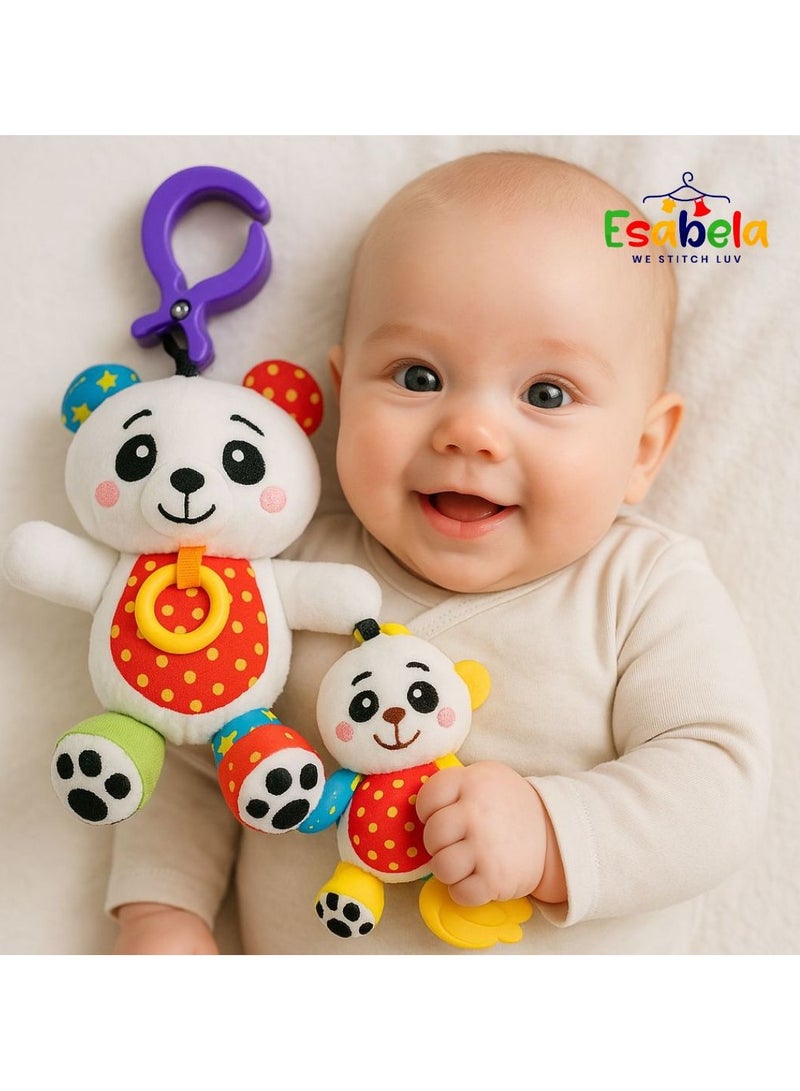 Esabela Colorful Voice Panda Teether Baby Toy, Musical Sensory Plush Toy for Newborns, Vibrating Infant Crib Toy, Soft Developmental Rattle, Soothing Stuffed Animal, Unisex Gift for Kids, Washable Toddler Toy, Interactive Plush, Early Learning Toy, 2–5 Years - Image 2