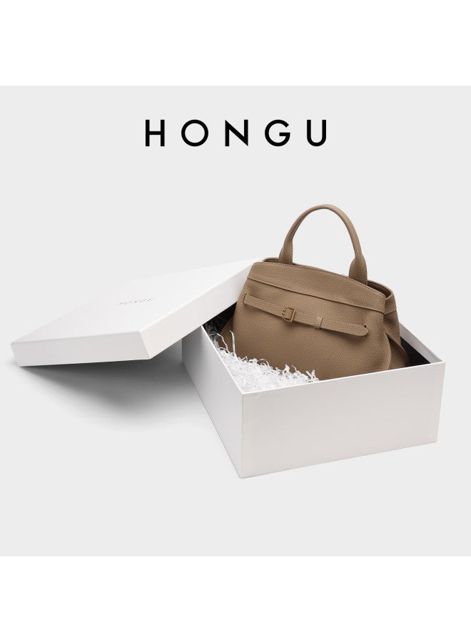 Hongu Women's Genuine Leather Shoulder Handbag Commuter Elegant Crossbody Tote Birthday Gift - Image 2