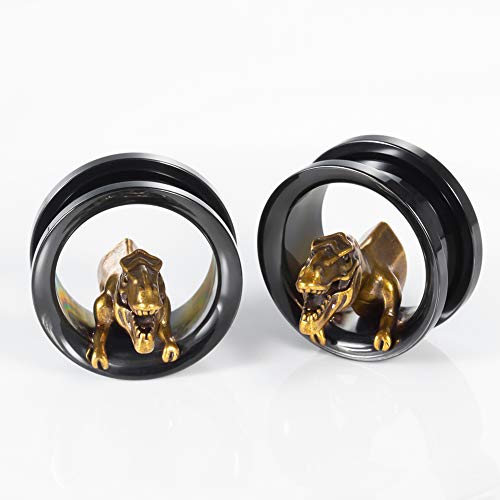 TBOSEN 2PCS Stainless Steel Dinosaur Flesh Tunnel Ear Gauge Stretcher Plug Jewelry Piercing Expander Gauges 2g - 1 inch 6mm-25mm - Image 2
