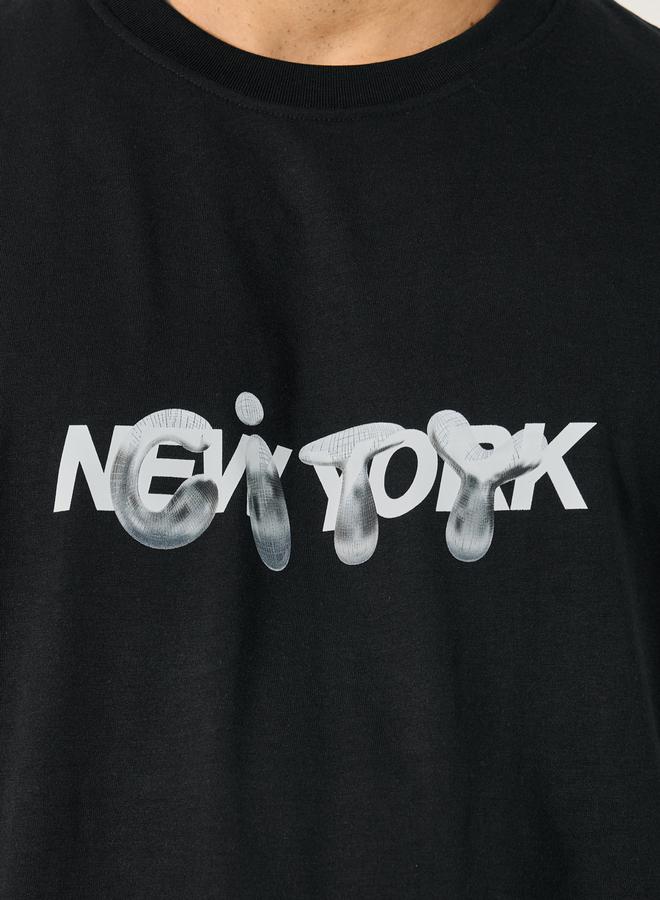 Styli Typography Print Short Sleeve Oversized T-Shirt  - Image 3