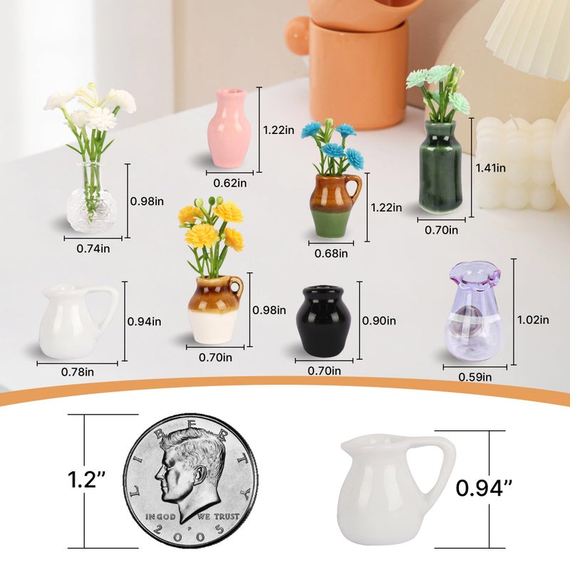 ZOYVUX Cute Ceramic Mini Vase Magnets for Fridge, Tiny Plant Vases with Flowers, Magnetic Refrigerator Decor for Kitchen, Office, Locker (8 Pack) - Image 5