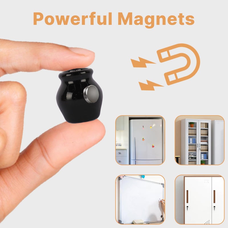 ZOYVUX Cute Ceramic Mini Vase Magnets for Fridge, Tiny Plant Vases with Flowers, Magnetic Refrigerator Decor for Kitchen, Office, Locker (8 Pack) - Image 4