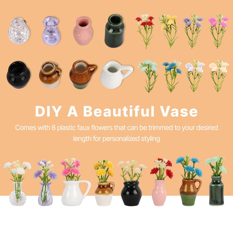 ZOYVUX Cute Ceramic Mini Vase Magnets for Fridge, Tiny Plant Vases with Flowers, Magnetic Refrigerator Decor for Kitchen, Office, Locker (8 Pack) - Image 3