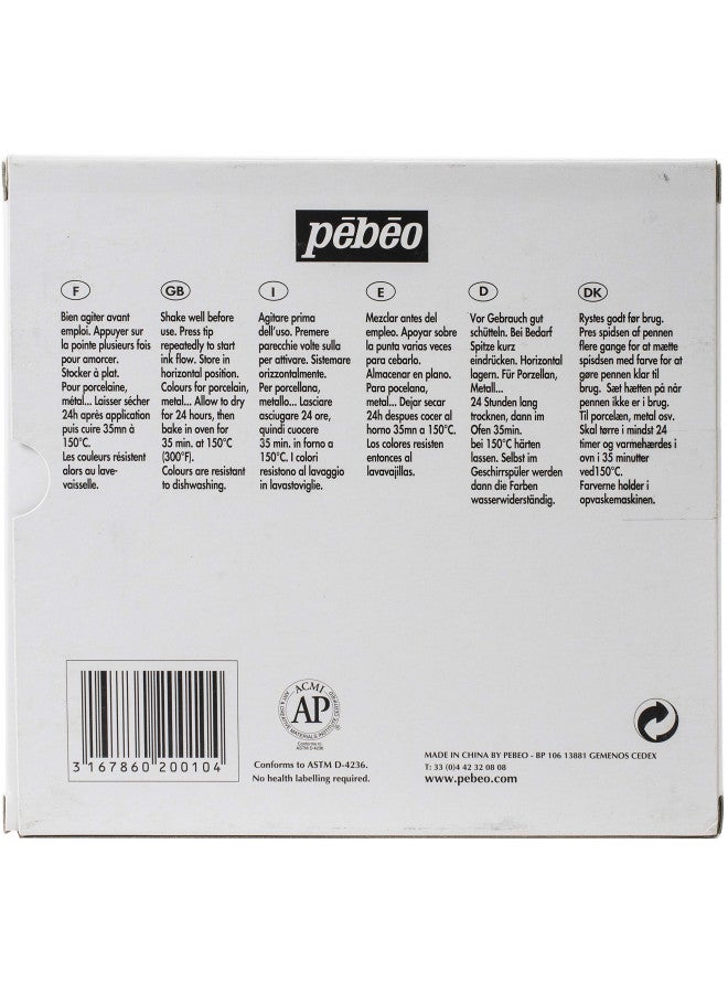 Pebeo مجموعة أقلام الطلاء الصيني بيبيو PE020010 بورسلين 150، 9 قطع، متنوعة، 9 عد (عبوة من 1)، طرف مدبب (الألوان قد تختلف) - Image 3