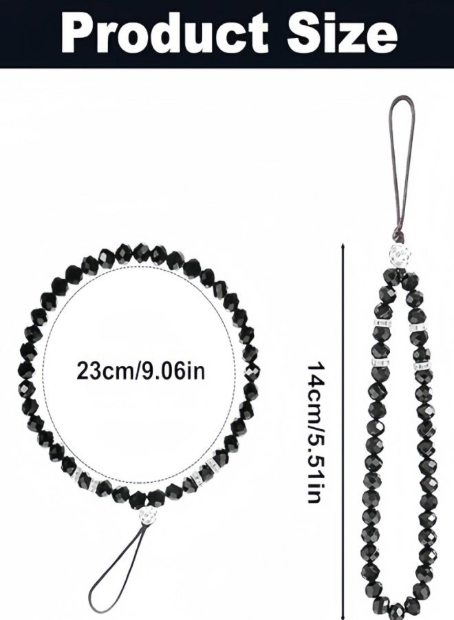 3 Pieces Crystal Bead Phone Charms Acrylic Phone Wrist Straps Classic Phone Lanyards Phone Case Accessories Stationery Decorative Ornaments Keychain Bracelets with Camera Keys Wallets - Image 4