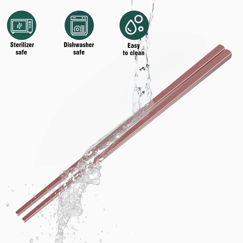 GLAMFIELDS Metal Chopsticks Reusable Chopsticks Dishwasher Safe Multipack Stainless Steel Japanese Style 5 Pairs Lightweight Chop Sticks Gift Set - Image 4