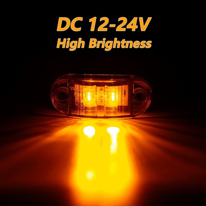 مجموعة ALFU المكونة من 10 قطع من مصابيح المقطورة LED الكهرمانية المقاومة للماء بدرجة IP68 بجهد DC12-24V، تشمل مصابيح المؤشرات الأمامية والخلفية والجانبية وضوء الخلوص، مناسبة للمركبات الترفيهية والكامبر والشاحنات والفانات والقوارب. - Image 2