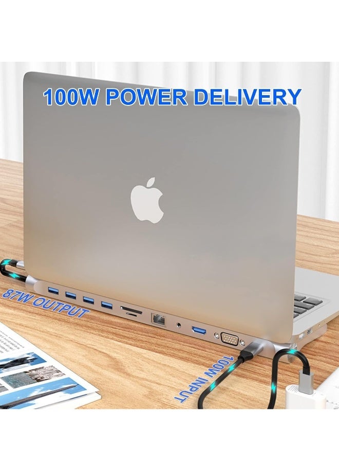 DUSALA 11-in-1 USB C Docking Station with 4K HDMI, VGA, SD/TF Reader, 4 USB 3.0 Ports, RJ45 Ethernet – Adapter for MacBook, Mac Pro, iMac, and More – Ultimate Connectivity Solution - Image 3