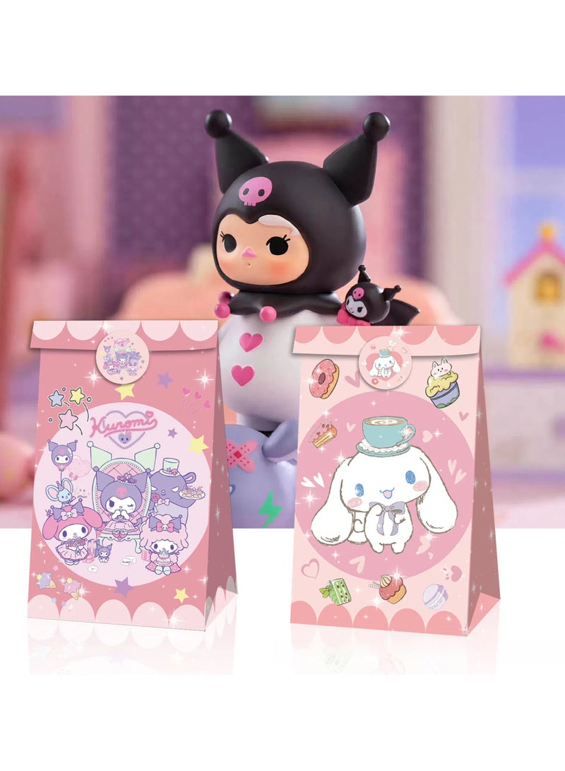 general 12pcs cartoon paper bag with handle with 18 stickers, kids girl birthday, party gift bag, party gift bag, gift bag, candy bag - Image 2