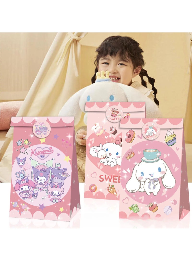 general 12pcs cartoon paper bag with handle with 18 stickers, kids girl birthday, party gift bag, party gift bag, gift bag, candy bag - Image 3