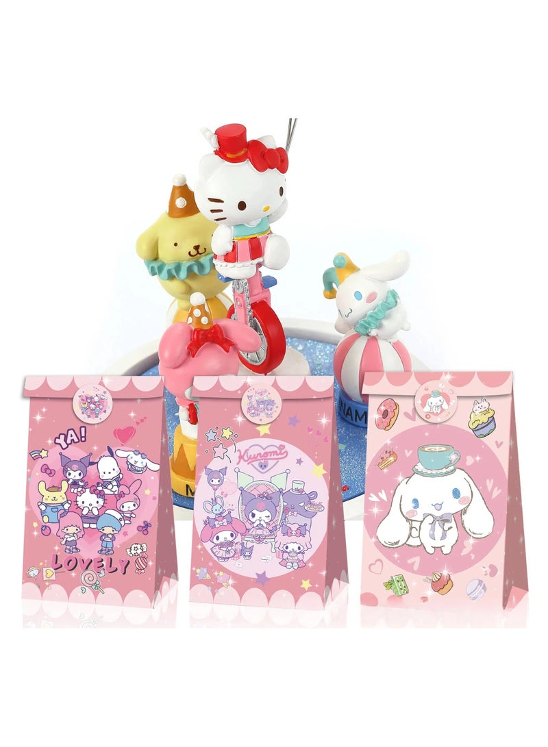 general 12pcs cartoon paper bag with handle with 18 stickers, kids girl birthday, party gift bag, party gift bag, gift bag, candy bag - Image 4