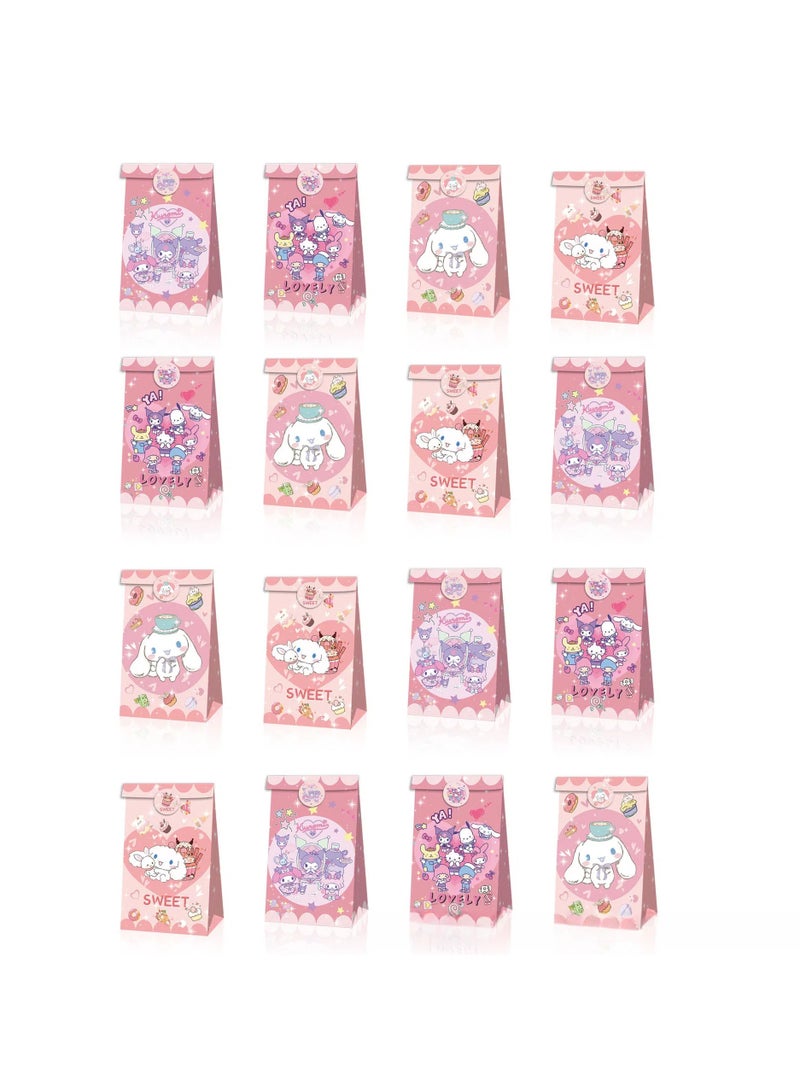 general 12pcs cartoon paper bag with handle with 18 stickers, kids girl birthday, party gift bag, party gift bag, gift bag, candy bag - Image 5