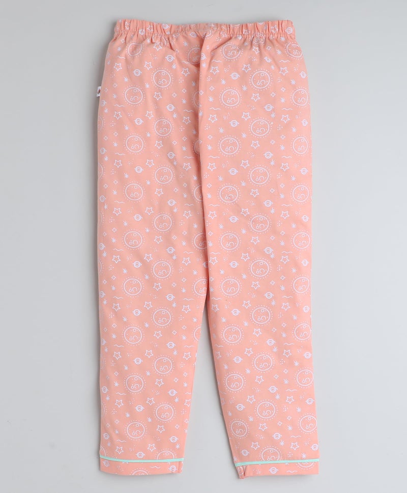 BUMZEE Peach Girls Full Sleeves Cotton Night Suit Age - 3-4 Years (Peb9185G-pch) - Image 5