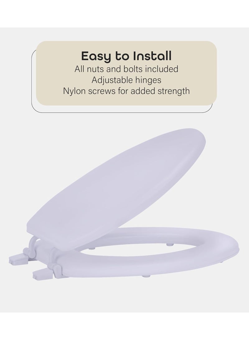 توشيونيكس مقعد مرحاض مستطيل من الفينيل سهل الإغلاق، أبيض (40×30 سم) - غطاء من الفينيل الناعم مع بطانة إسفنجية مريحة - يناسب جميع التركيبات الطويلة - سهل التركيب، متين ومريح - Image 2