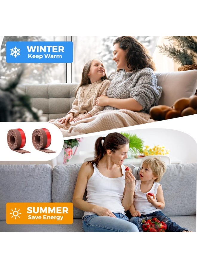 عبوتان من مانع تسرب الهواء للأبواب، 39 بوصة أسفل الباب لسد الفتحات، شريط عازل للصوت للأبواب، شريط مانع للتسرب للطقس، بني، مقاس 2 و - Image 3