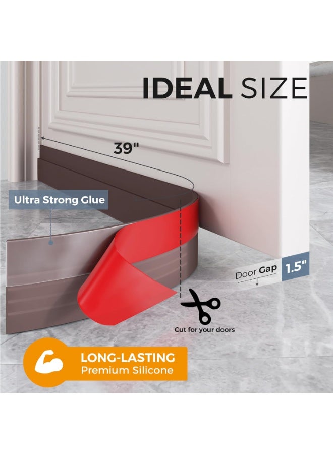 عبوتان من مانع تسرب الهواء للأبواب، 39 بوصة أسفل الباب لسد الفتحات، شريط عازل للصوت للأبواب، شريط مانع للتسرب للطقس، بني، مقاس 2 و - Image 4