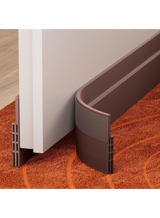 عبوتان من مانع تسرب الهواء للأبواب، 39 بوصة أسفل الباب لسد الفتحات، شريط عازل للصوت للأبواب، شريط مانع للتسرب للطقس، بني، مقاس 2 و - Image 1