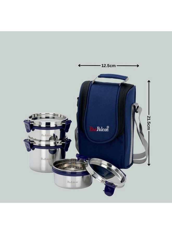 PDDFALCON Stainless Steel Eco Nxt Lunch Box with Insulated Bag Set of 3, Blue (1000ml) - Image 3