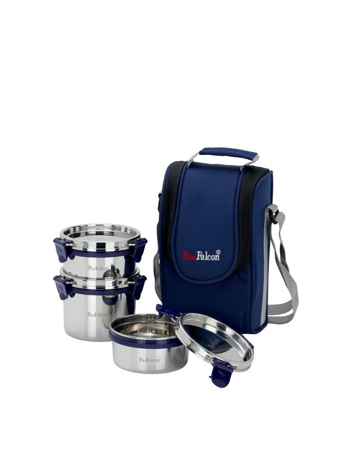 PDDFALCON Stainless Steel Eco Nxt Lunch Box with Insulated Bag Set of 3, Blue (1000ml) - Image 1