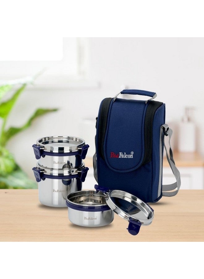 PDDFALCON Stainless Steel Eco Nxt Lunch Box with Insulated Bag Set of 3, Blue (1000ml) - Image 2