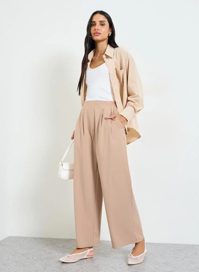 Take Two Khaki Wide-Leg Trousers