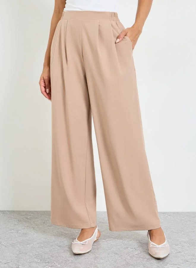 Take Two Khaki Wide-Leg Trousers