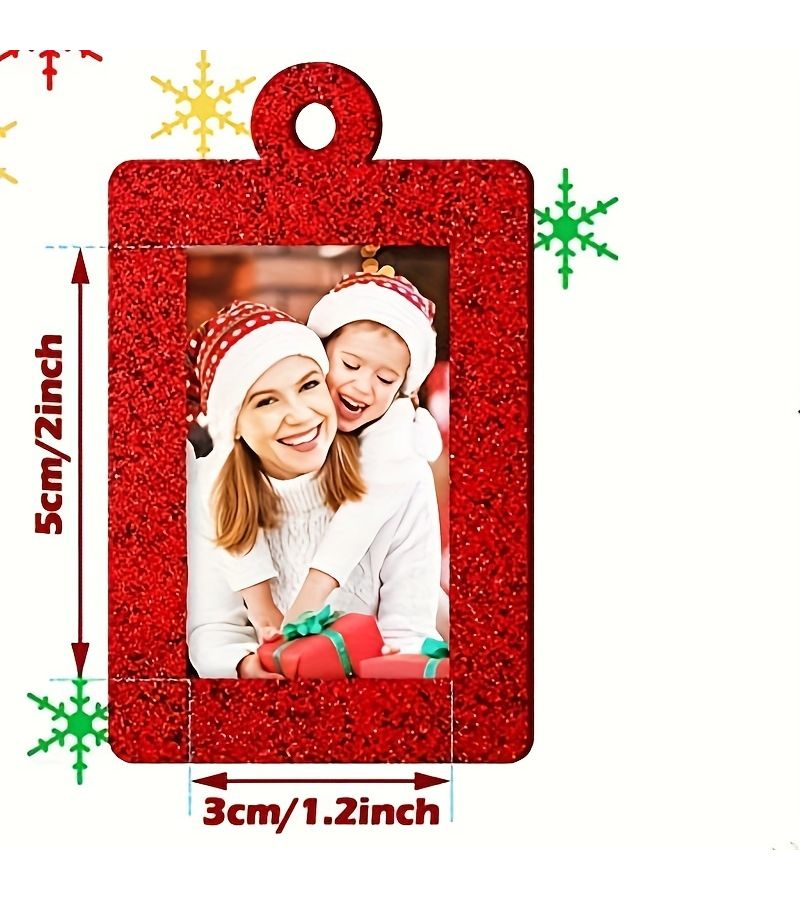 Green 4Pcs Christmas Family Themed Oblong PVC Wall Hanging Picture Frames With Festive Decorations For Vertical Display - Image 3