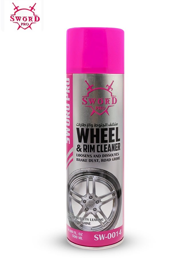 SWORD PRO Wheel & Rim Cleaner SW-0014 500ml, Removes Brake Dust, Road Grime, Oil, Dirt, Safe for Alloy, Chrome, Polished, Painted Wheels, Fast-Acting Foam Deep Cleaning Spray for Car, SUV, Bike, Restores Shine & Long-Lasting Protection - Image 1