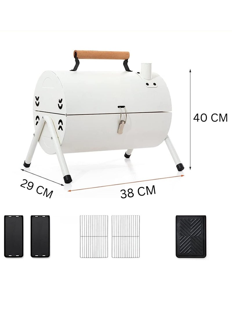 Manful Portable Charcoal Grill, Compact Cylindrical Grill, Table Grill Smoker for Outdoor Cooking, Backyard, Camping, Picnic, Beach, BBQ Suitable for 3-5  - Image 3