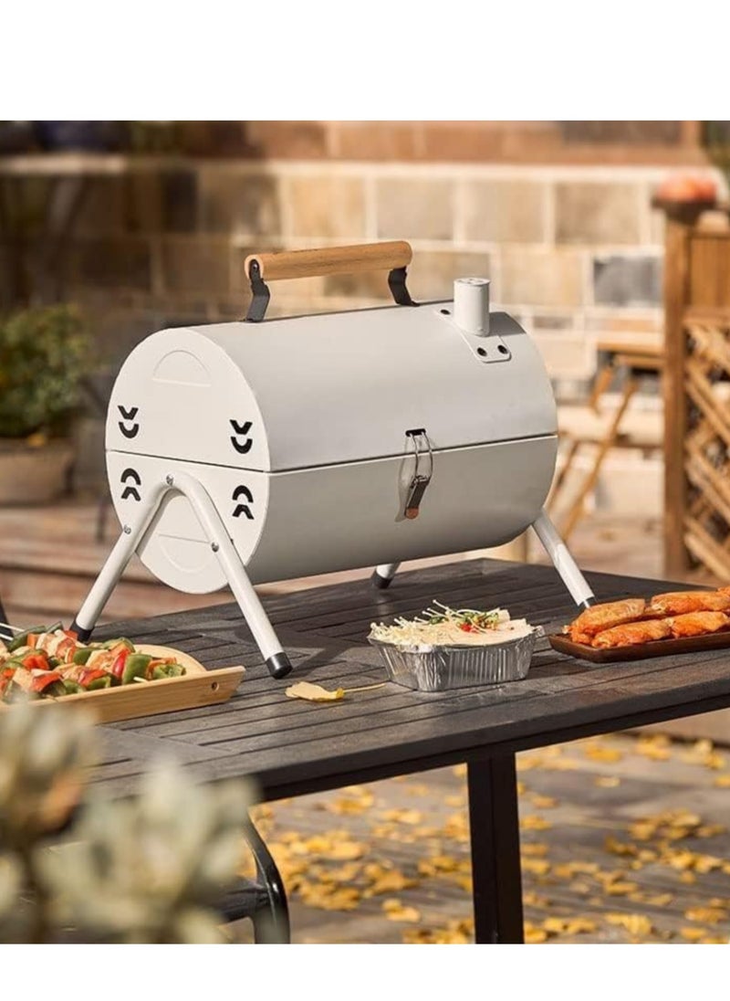 Manful Portable Charcoal Grill, Compact Cylindrical Grill, Table Grill Smoker for Outdoor Cooking, Backyard, Camping, Picnic, Beach, BBQ Suitable for 3-5  - Image 5