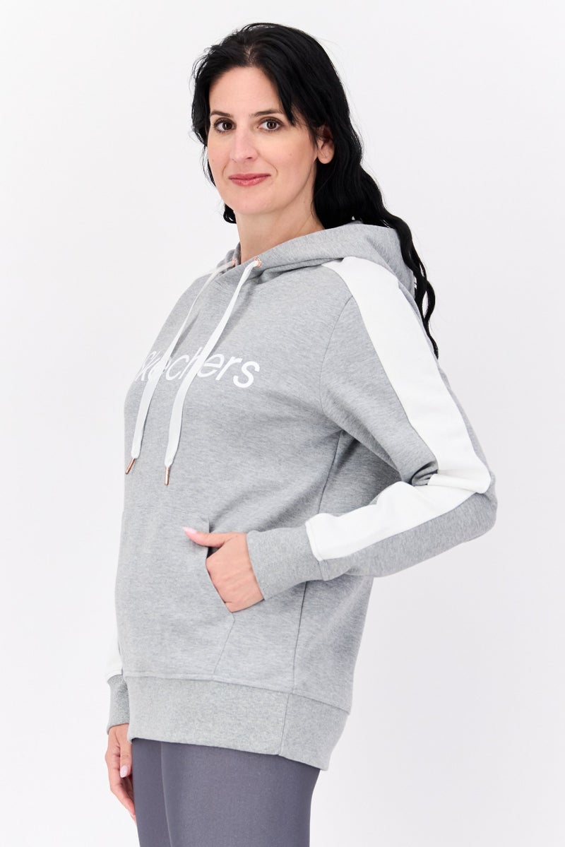 SKECHERS ملابس رياضية نسائية بأكمام طويلة مناسبة، خارجي، سترة رياضية، رمادي - Image 2