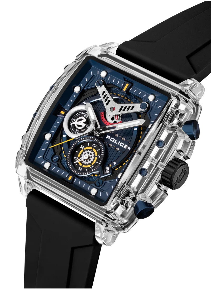 POLICE Clout Black, Red, Yellow, White Silicone Strap Gents Chronograph Watch With Nylon Fiber Case