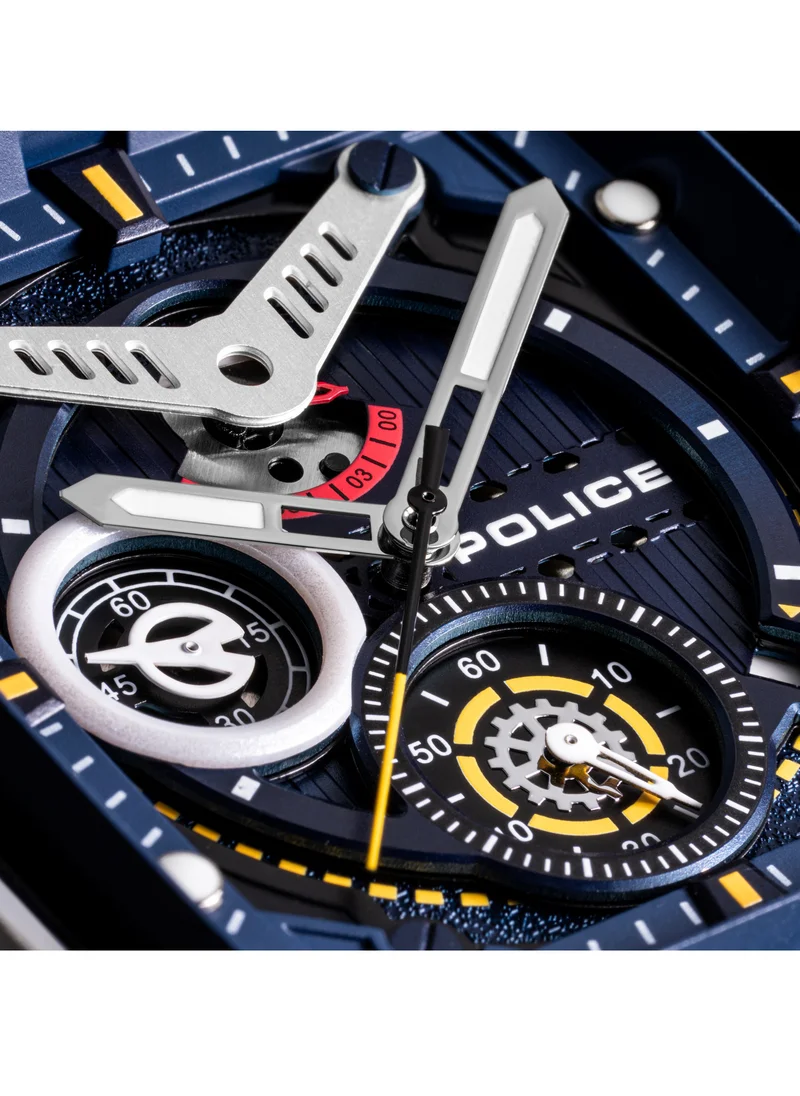 POLICE Clout Black, Red, Yellow, White Silicone Strap Gents Chronograph Watch With Nylon Fiber Case