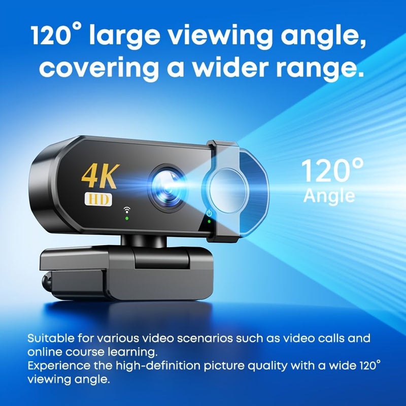 4K Ultra HD Webcam With Built In Microphone And Fill Light Black - Image 3